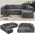106 Inches Modular Sectional Sofa Right Facing Grey