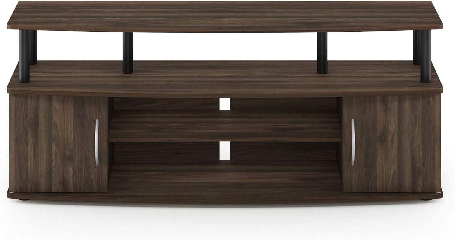 JAYA Large TV Stand for 55 Inch TVs Walnut Black Finish