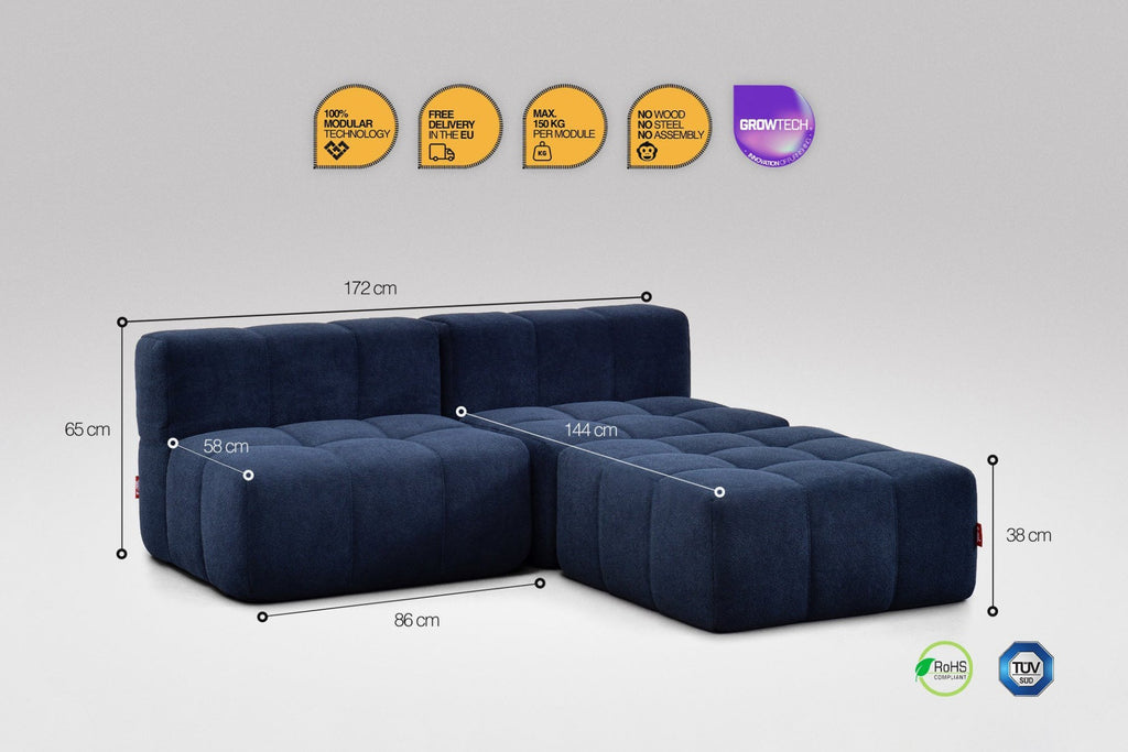 3-Piece Modular Sofa – Blue