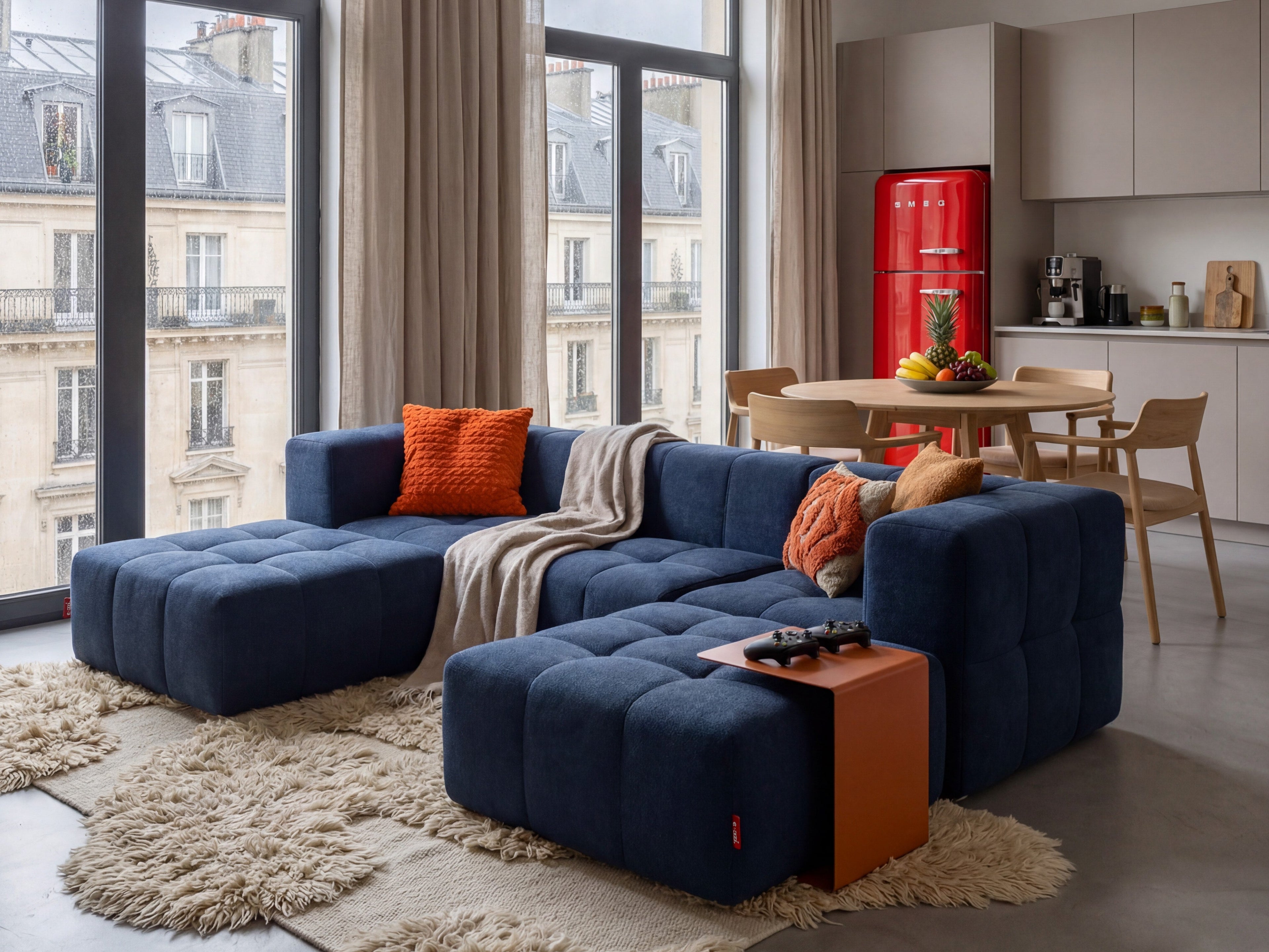3-Piece Modular Sofa – Blue