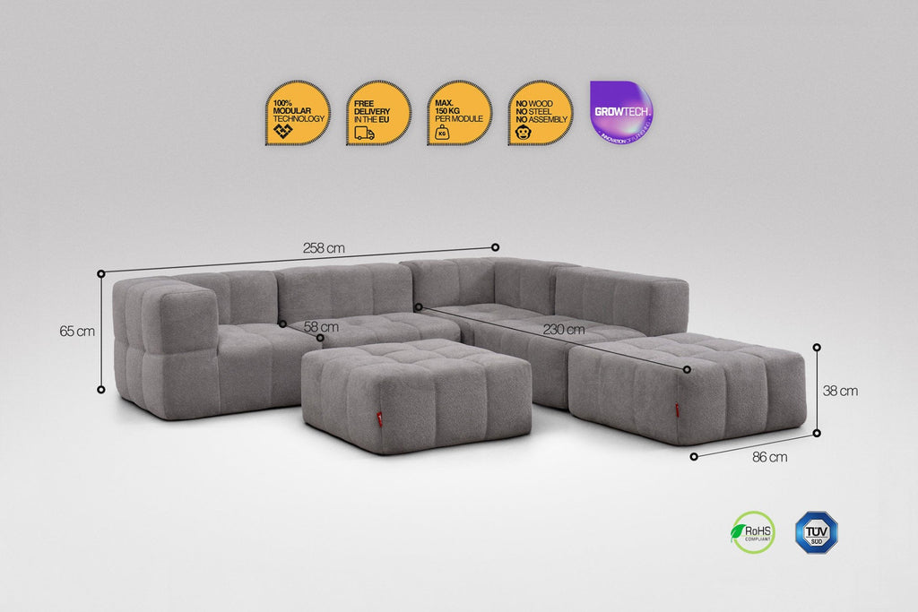 6-Piece Modular Sofa – Grey
