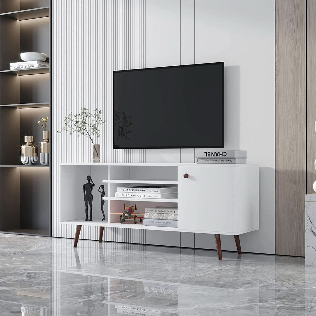 Farmhouse TV Stand for 65 Inch TVs With Storage Cabinet