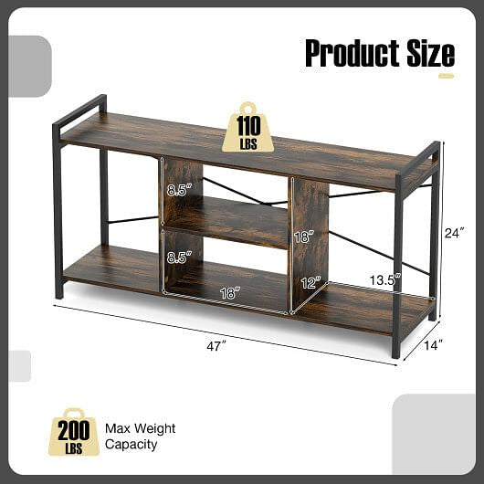 TV Stand for 55 Inch TVs Industrial Entertainment Center-Rustic Brown