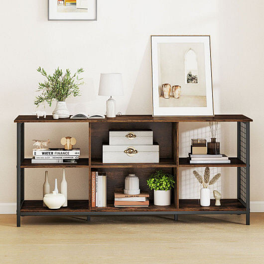 TV Stand for 65 Inch TVs-Rustic Brown and Black
