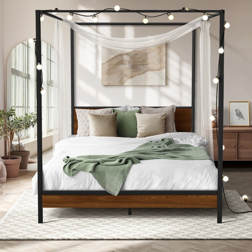 NNEED Metal Canopy Bed Frame Queen Size Beds Platform