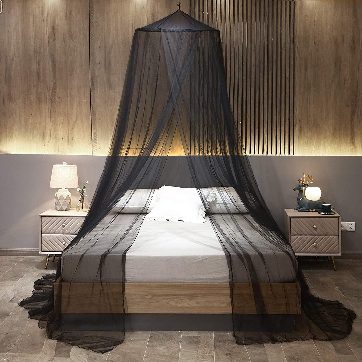 NNEDSZ Black Hanging Princess Bed Canopy Mosquito Net - Dome Bedding for Dorm Rooms & Bedrooms (Fits 1.8m-2m Beds)