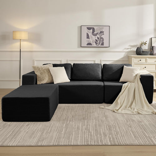 106 Inch Modular Sectional Sofa Black Contemporary